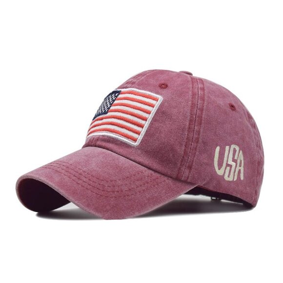 Red American Flag USA Baseball Cap - Tactical‎ Army Cotton Casual Hat America - Picture 1 of 6